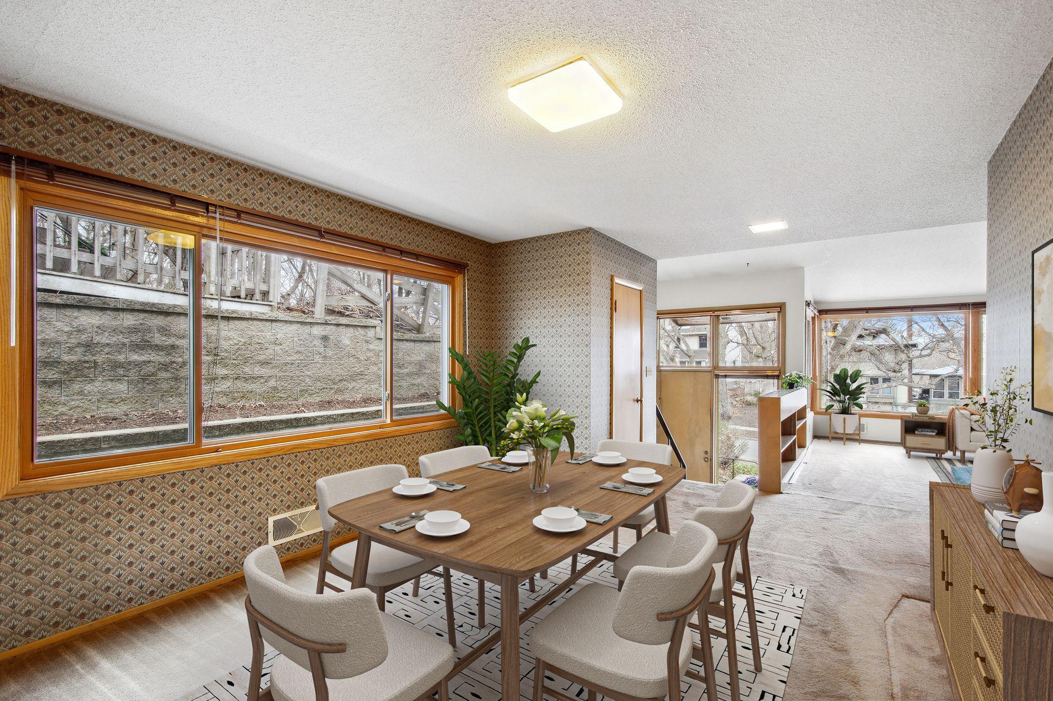 Virtually Staged dining room.