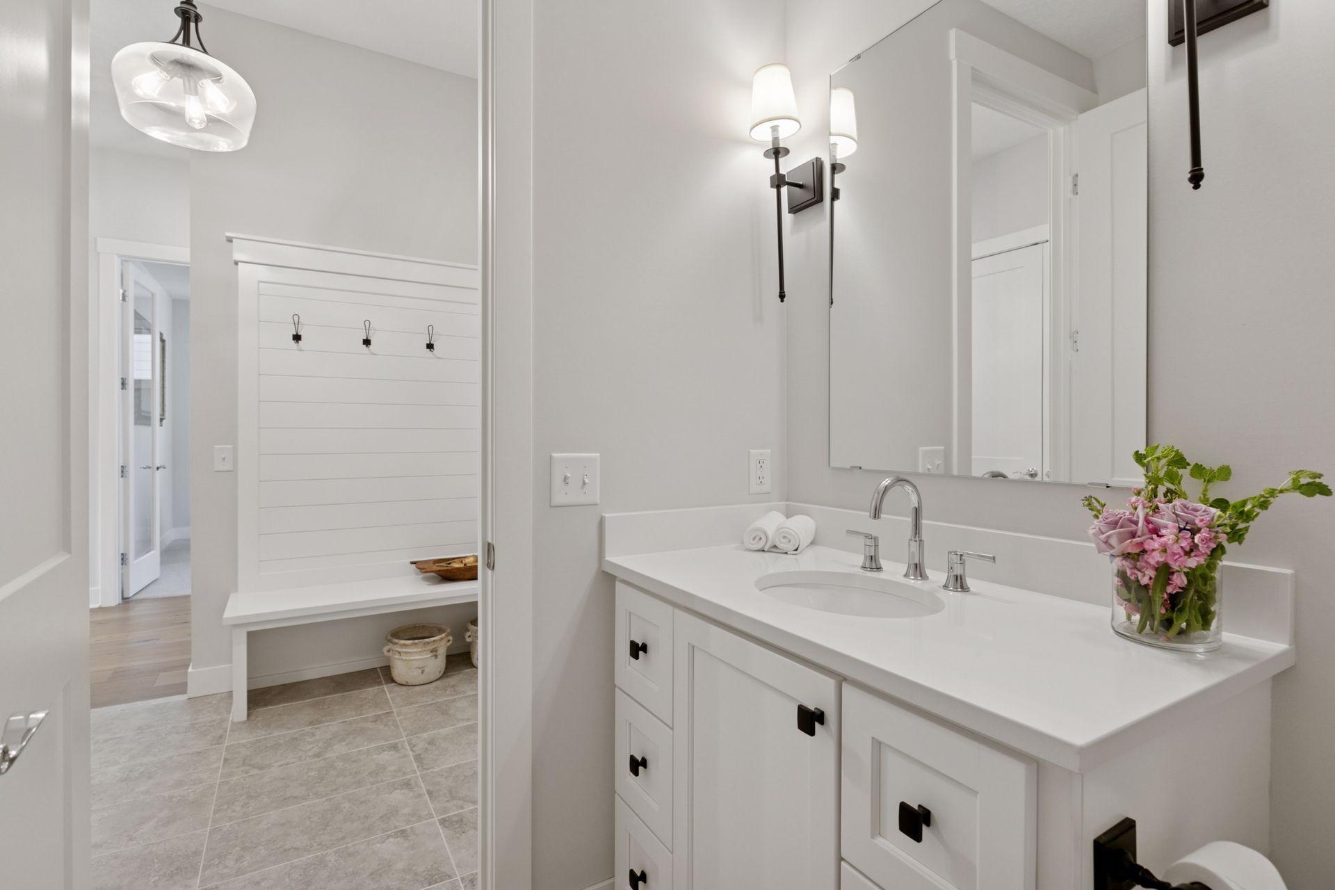 View from powder room to the mudroom off the garage.