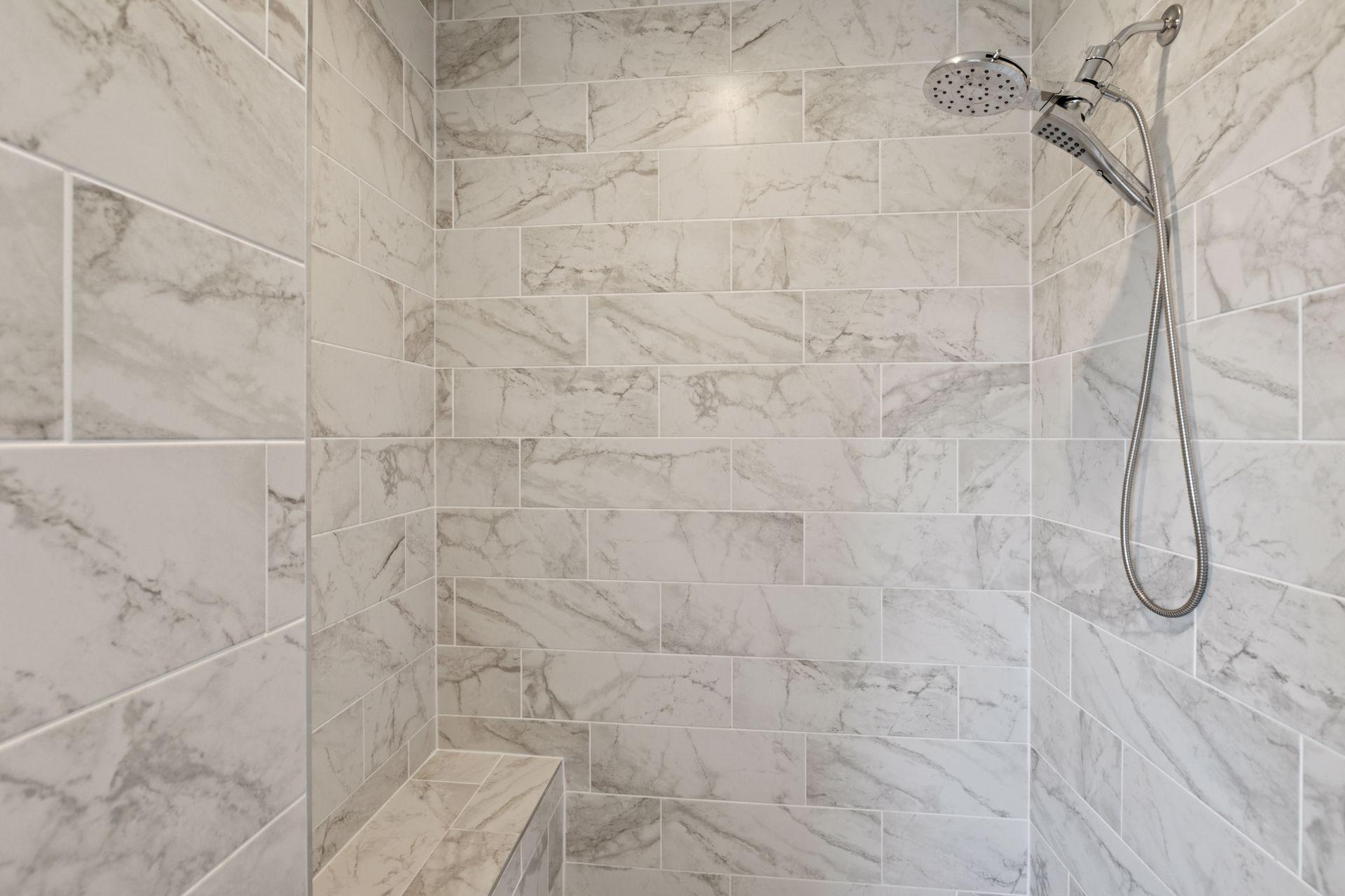 Primary bath walk-in shower.