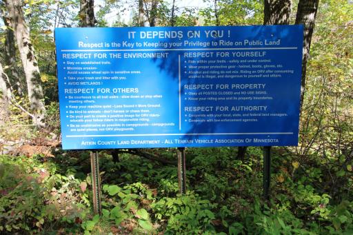 Trail rules sign.