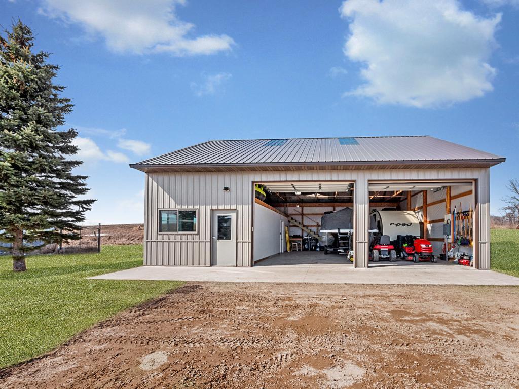 The shed can easily fit a pontoon, boat, camper and more!