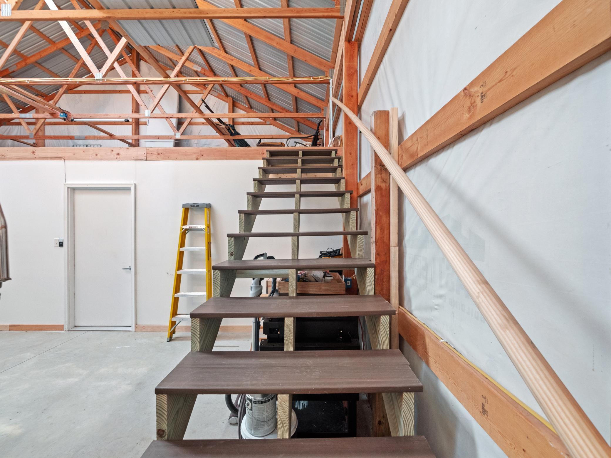 Brand new stairs to the loft area - you can easily add a railing