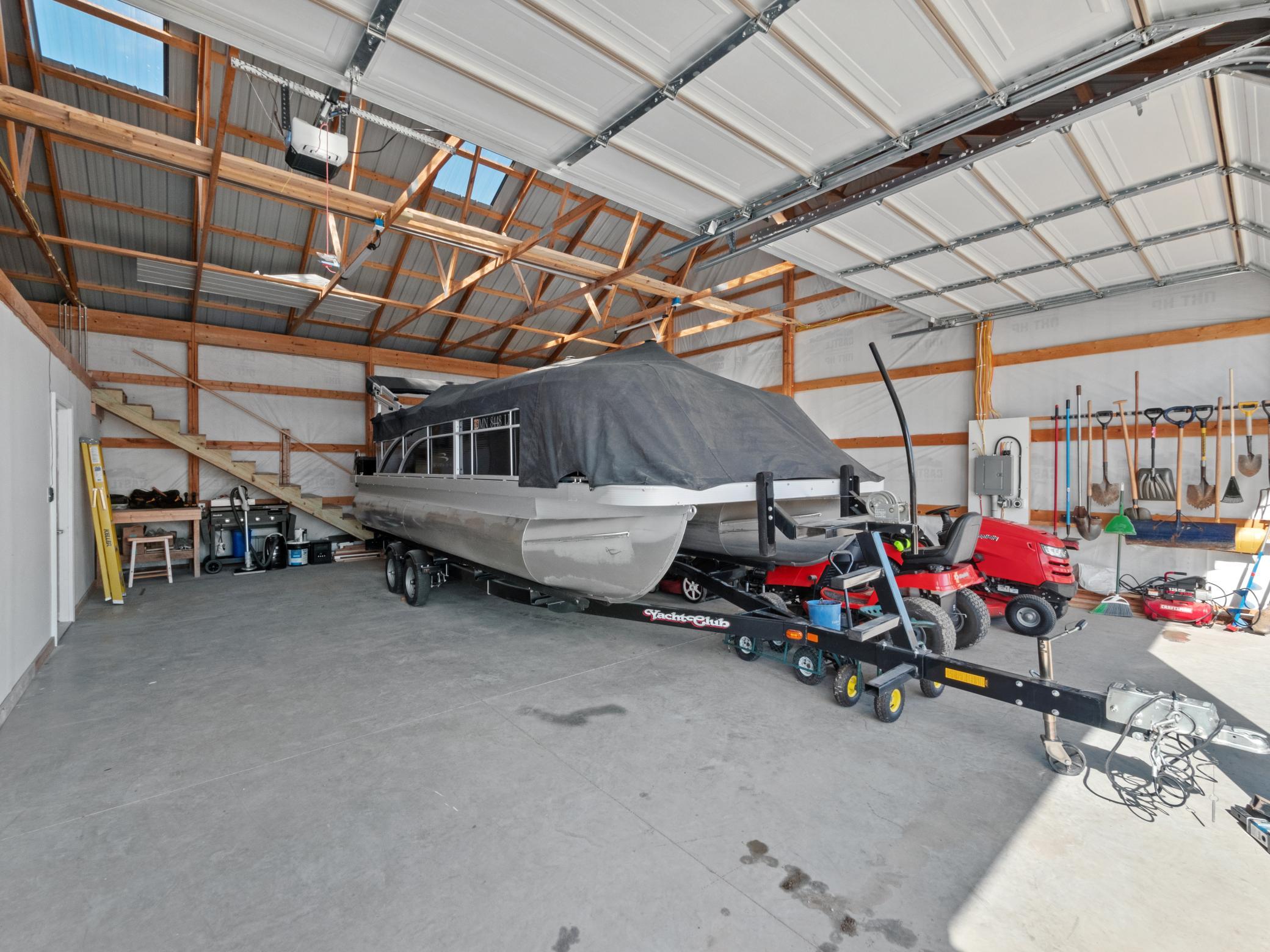 Sellers have stored a camper, pontoon and boat plus they still had space for lawn mowers and other items.