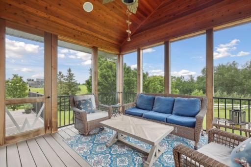 Just off the Great Room is the Screen Porch. The space has been updated with all new screens, railings and new screens under the maintenance-free decking.