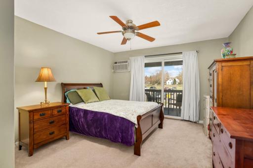 The nicely sized bedroom also has patio door access onto the huge covered deck.