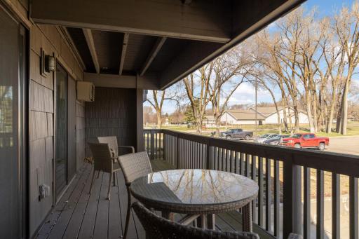 The oversize covered deck is perfect for morning coffee!