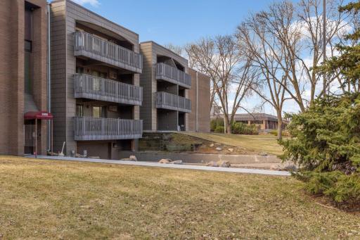 This shows the driveway to the underground parking area.