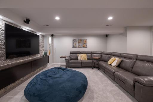 Lower level family room large enough to accommodate any size furniture
