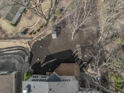 Aerial drone photo of west facing backyard