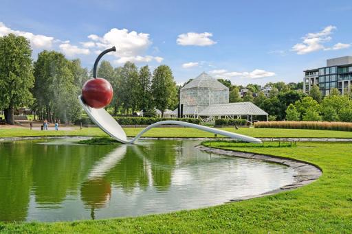 The Rising from he Walker Art Center's Minneapolis Sculpture Garden like a playful giant's forgotten breakfast...Spoonbridge and Cherry.