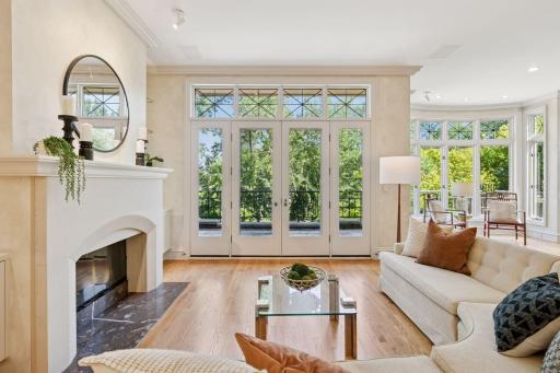Sunlit elegance with wall-to-wall windows.