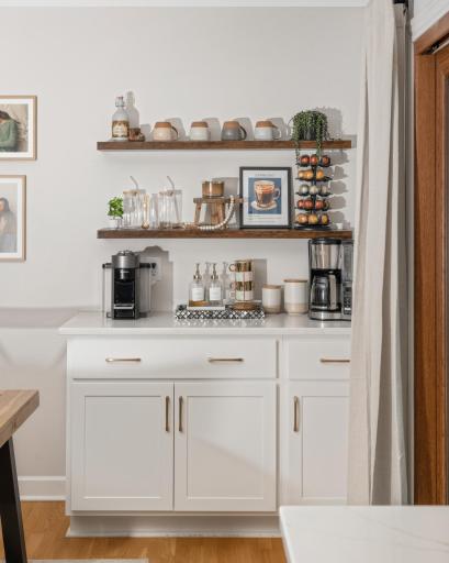 Very well thought out coffee bar with extra storage.