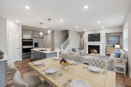 Large eating area off the kitchen is perfect for meals at any time of the day. Photo of a model home, color & options will vary.