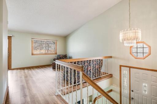 Upper level living room with new luxury vinyl flooring.