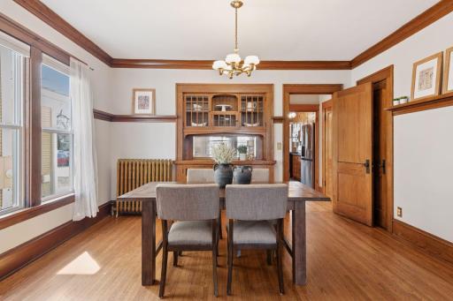 Formal dining room with gorgeous built-in hutch. You'll love the character here!