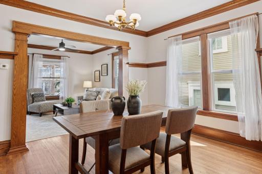Beautiful crown molding in the living and dining rooms