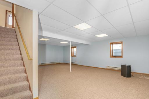 So many possibilities with this large lower level space ! 2 egress windows offer possibilities beyond a rec/family room
