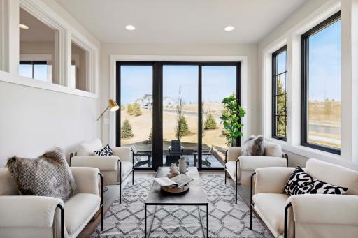 Stunning Sunroom Conservatory off dining rm + Azek deck & patio at WO! Photos, virtual/video tours, &/or illustrations may not depict actual home plan configuration. Features, materials & finishes shown contain options that are not included in price.