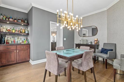 Dining Room, Service Bar & Designer Chandelier