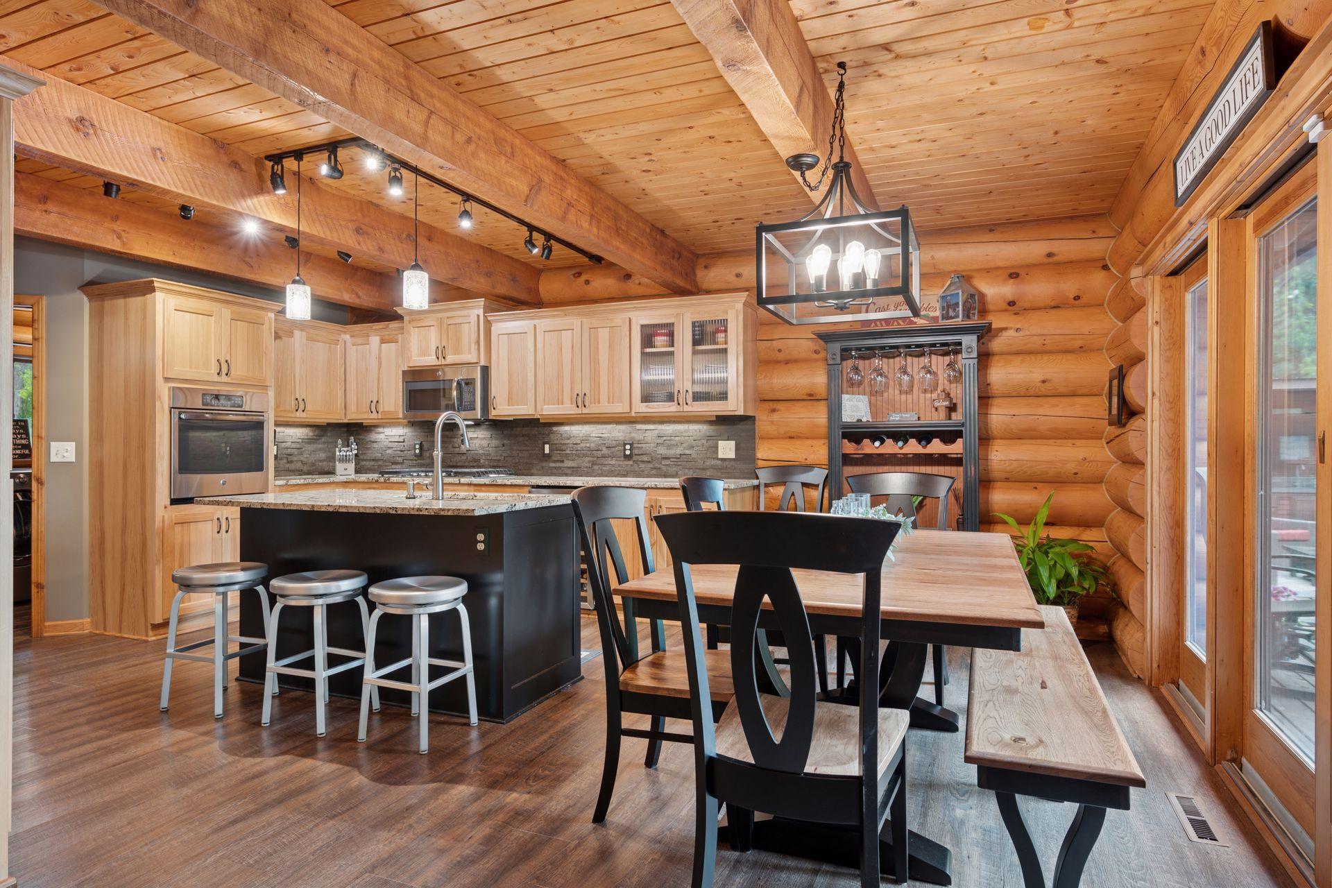 Beautifully remodeled kitchen with hickory cabinets, granite counters and SS appliances