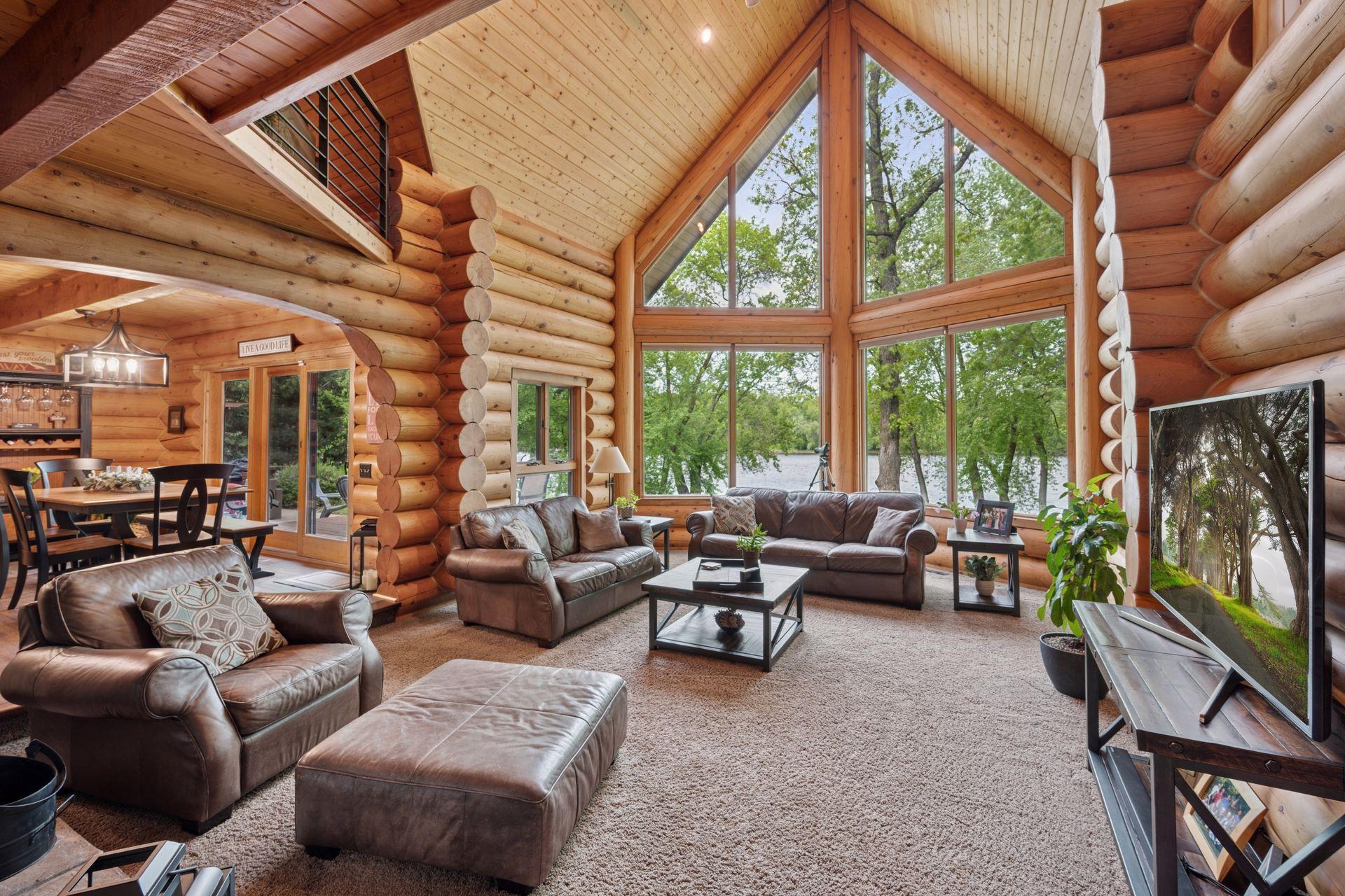 Main level living room that overlooks the river