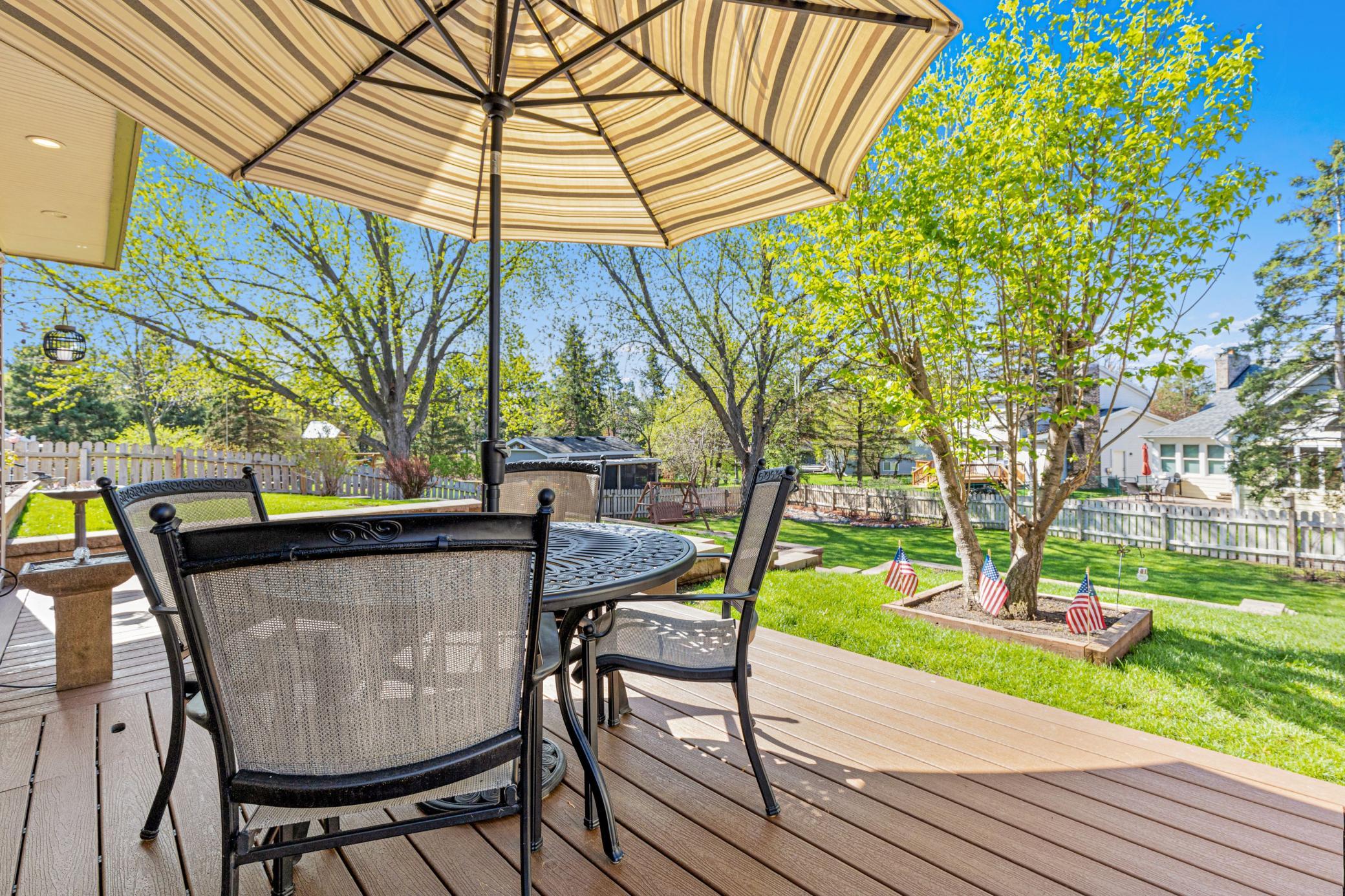 The deck is ready for outdoor entertaining