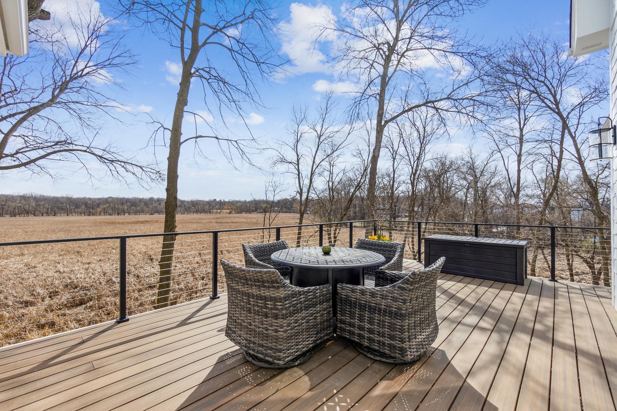 Spacious deck overlooking the mesmerizing wetland views.