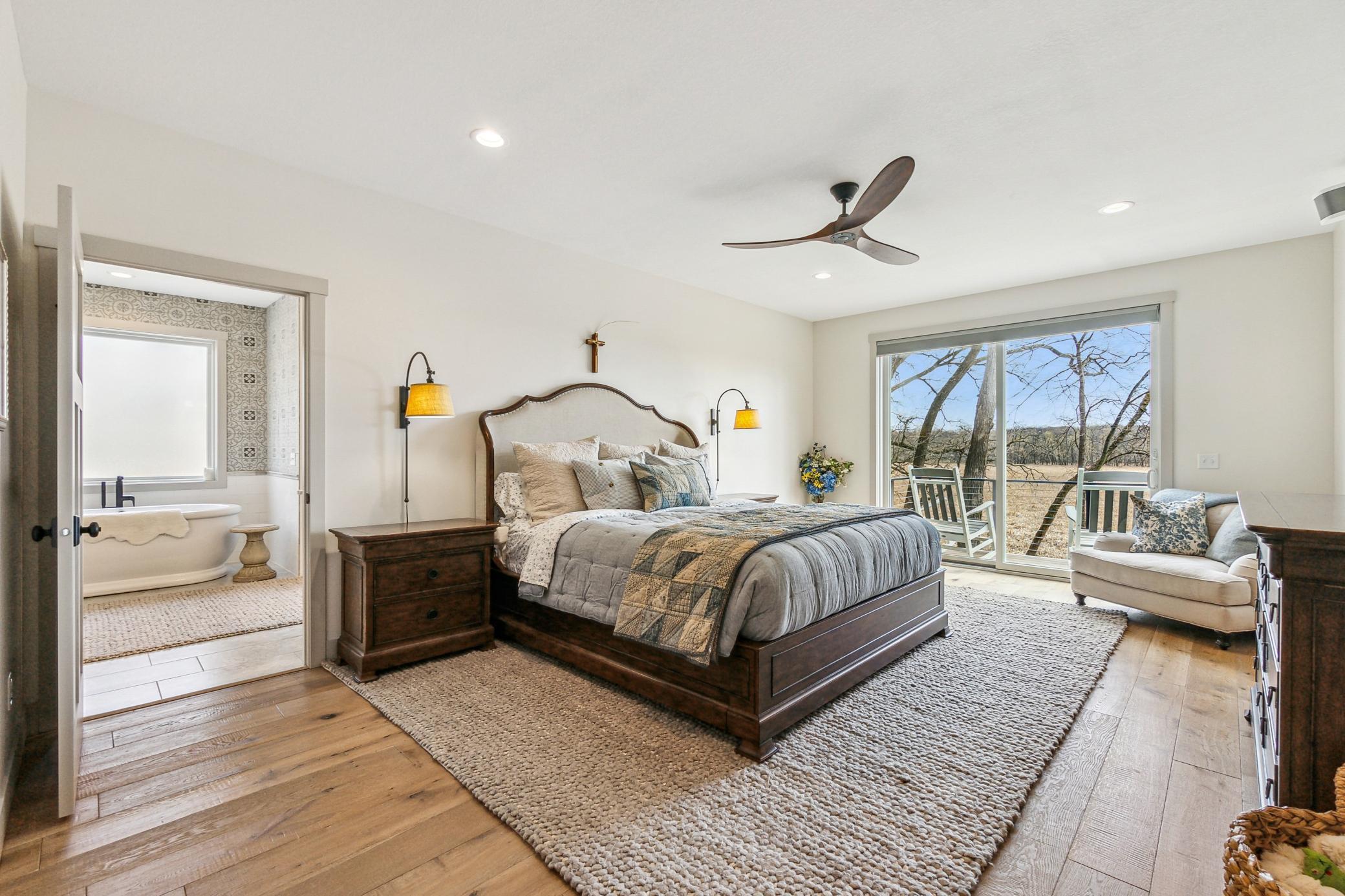 Main level owners suite with private balcony.