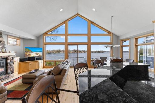 Floor to ceiling windows on the main level