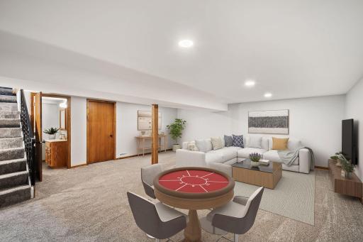 Finished lower level family room (virtually staged - no TV mount)