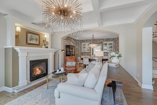Gas Fireplace, Maple Floors, Coffered Ceiling