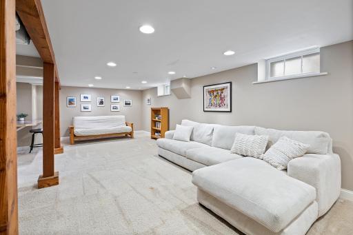 Lower level offers a large family room for relaxing or entertaining.