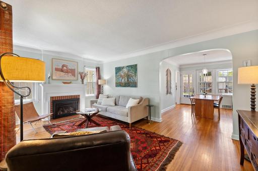 Great open layout and gleaming original hardwood floors.