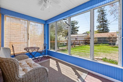 Three season porch overlooking the backyard