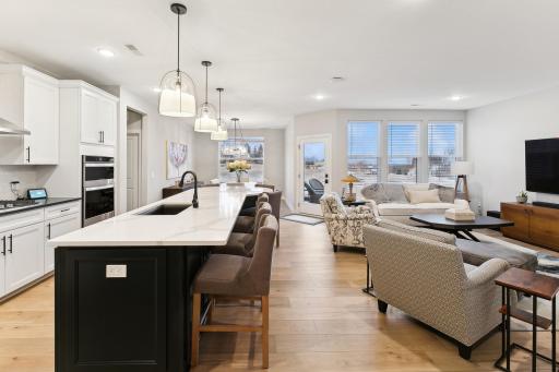 Open flow floor plan with the kitchen, living space and the dining room. Excellent for entertaining.