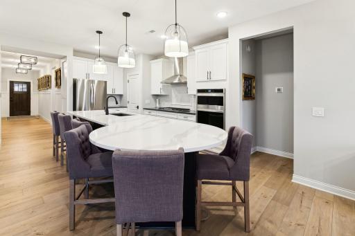 Second angle of the center island where tabletop space is located...great for family dinners with less fuss.