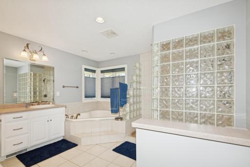 Primary bath with walk in shower and tub!
