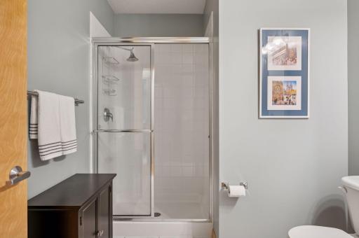 Nice sized shower plus room for a chest...
