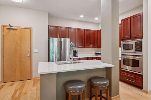 Check out the breakfast bar that was recently added. The counter space is greatly increased!