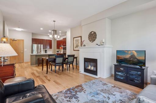 The gas fireplace is essential when the time comes. Note the open space in the condo.