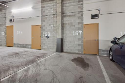 This stall #167 is on Garage level G1 but it is very close to the other stall. The storage unit is very tall inside as you can see the ceiling height here. Storage units are not easy to obtain.