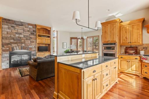 The chef's kitchen features a large center island