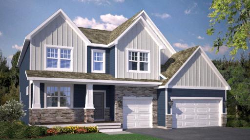 This Whitney home for sale will feature our elegant Prairie elevation. Photo is of a rendering, color and options will vary.