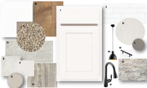 Timeless white cabinet designer inspired color package.