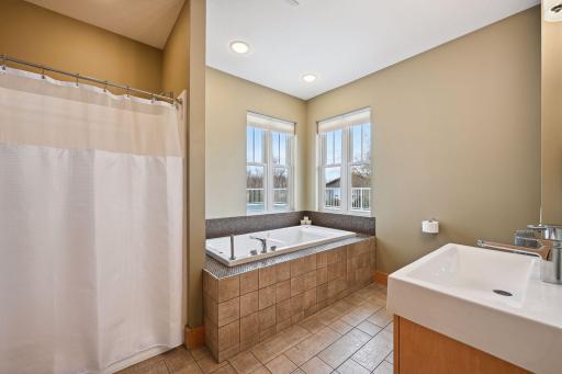 Indulge in the luxury of the Jacuzzi tub and unwind.