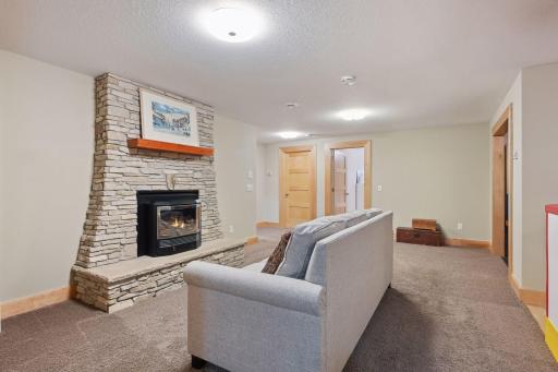 Family room features motion sensor lighting