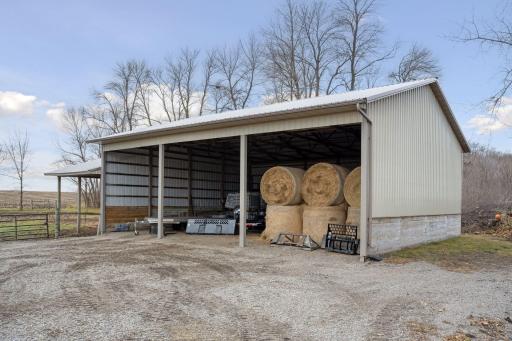 The property includes a spacious 40x48 hay shed, providing ample storage for hay and additional outdoor items.