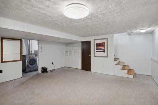 A great view of the family room in the fully finished basement, perfect for hanging out or relaxing.