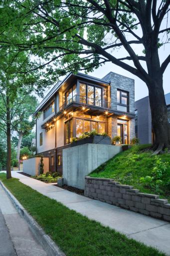 Exterior a perfect balance of stone, Corten steel, wood, Marvin Windows, 360 roof top terrace