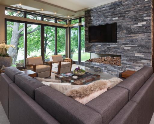 Living room with views of Lake Bde Maka Ska